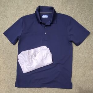 Ben Hogan Performance Men's Navy Polo Shirt S Collared Button, with white tshirt